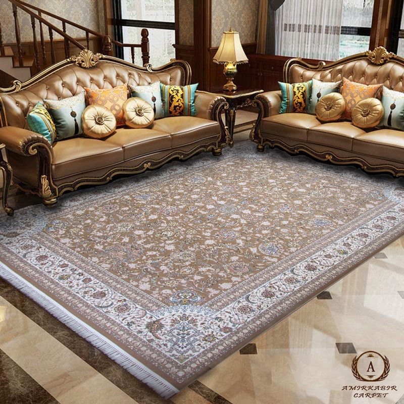 فرش 1200 شانه طرح افشان سلطنتی بژ