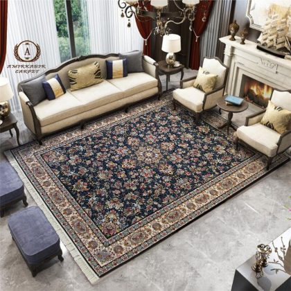 فرش ۱۰۰۰ شانه طرح اقاقیا سرمه ای