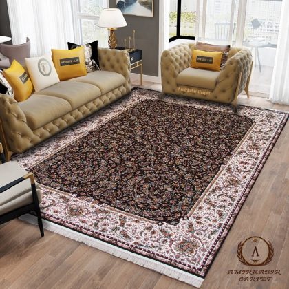 فرش ۱۲۰۰ شانه طرح گلفرنگ سرمه ای