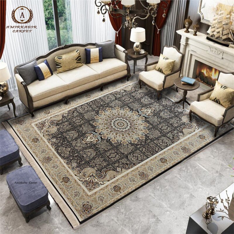 فرش ۱۵۰۰ شانه کاشان طرح لاله قهوه ای