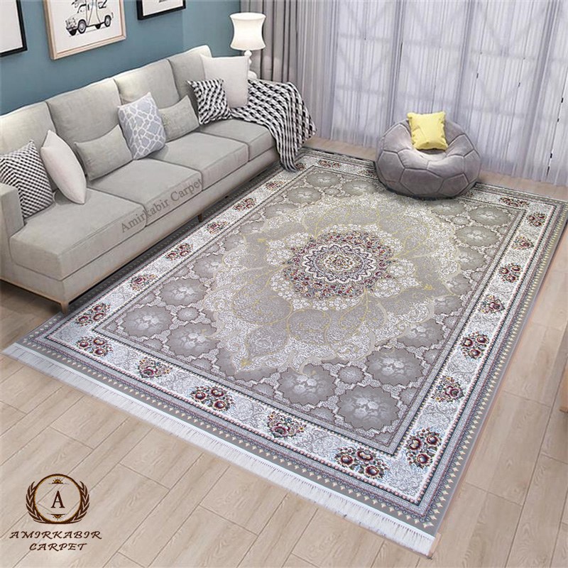 فرش چکاوک کاشان-رنگ فیلی(طوسی)