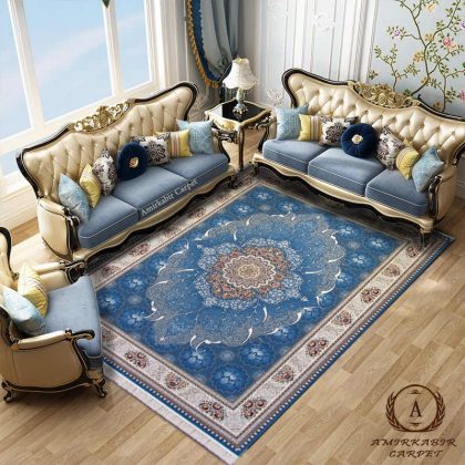 فرش ۷۰۰ شانه طرح چکاوک ابی