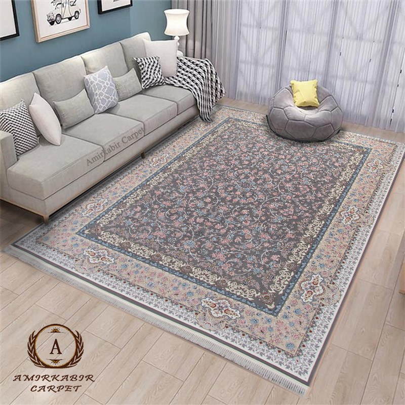 فرش ماشینی 1200 شانه دودی - طوسی