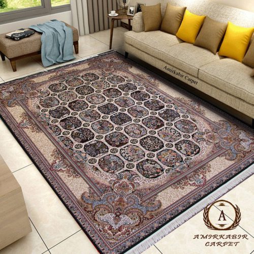 فرش ۷۰۰ شانه طرح خشتی سرمه ای