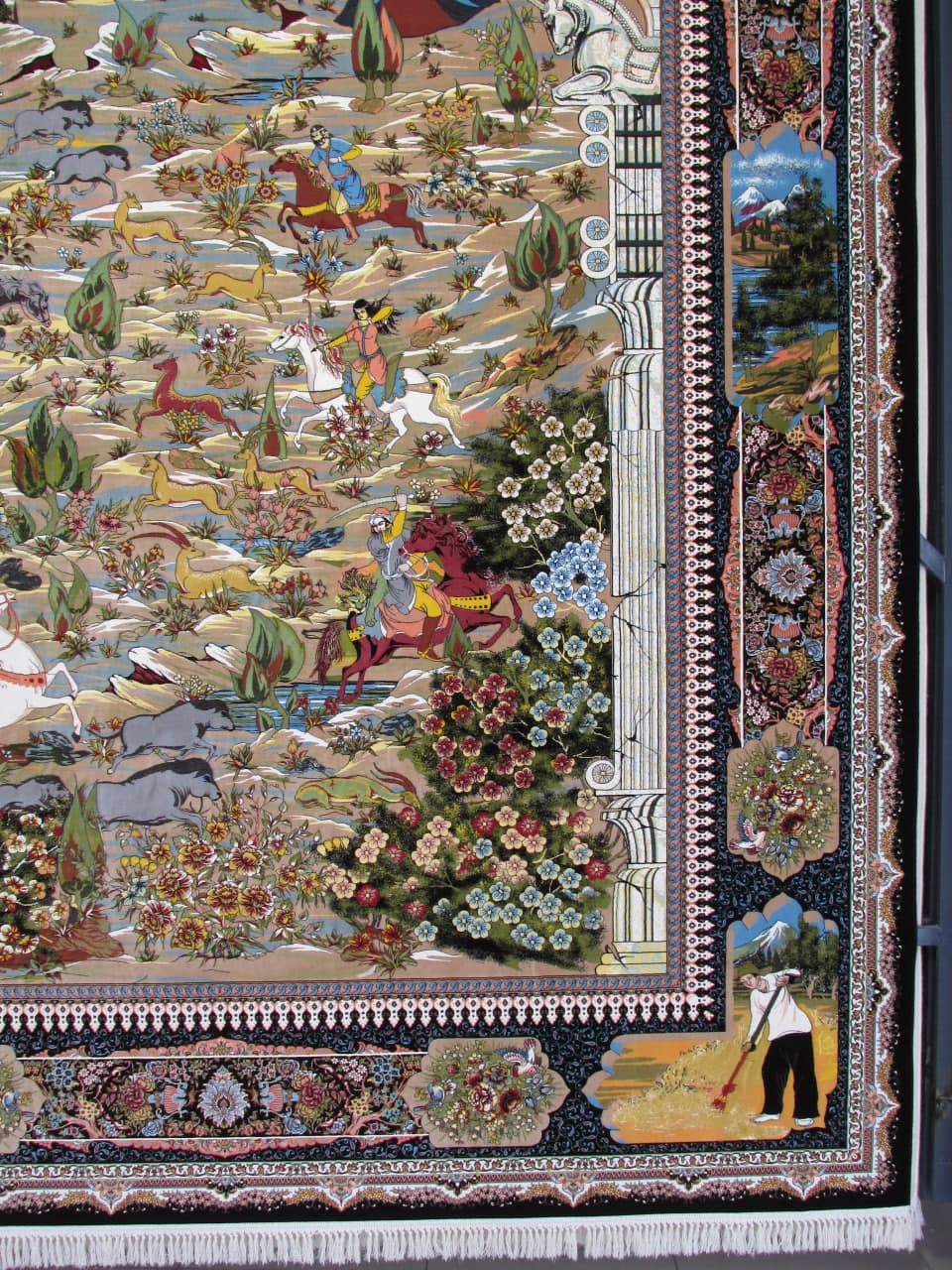 فرش 1200 شانه طرح شکارگاه2