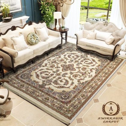 فرش ۷۰۰ شانه طرح رستا کرم برجسته