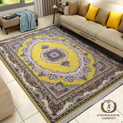 فرش ماشینی ۱۲۰۰ شانه سلین طلایی