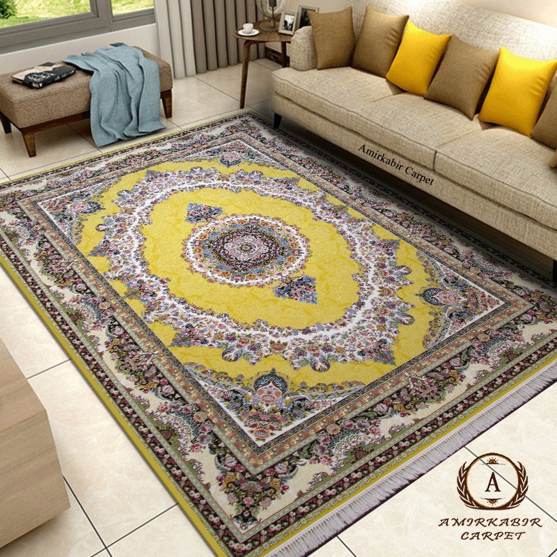 فرش ماشینی طرح سلین طلایی