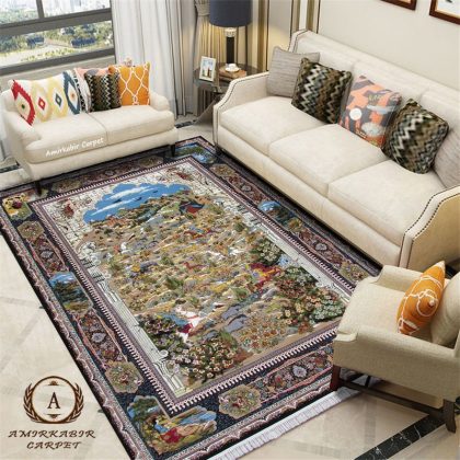 فرش ۱۲۰۰ شانه طرح شکارگاه + فیلم