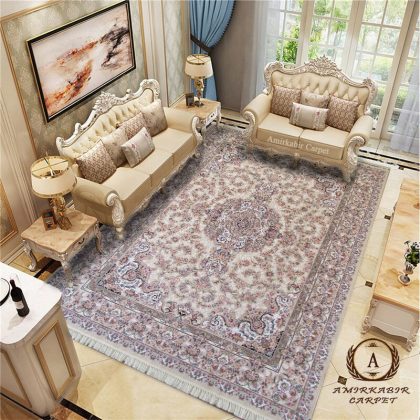 فرش ۱۲۰۰ شانه طرح تبریز کرم برجسته