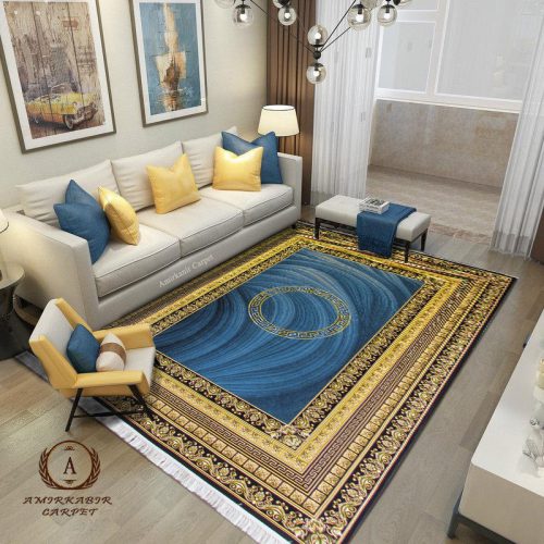 فرش ۷۰۰ شانه طرح ورساچه آبی