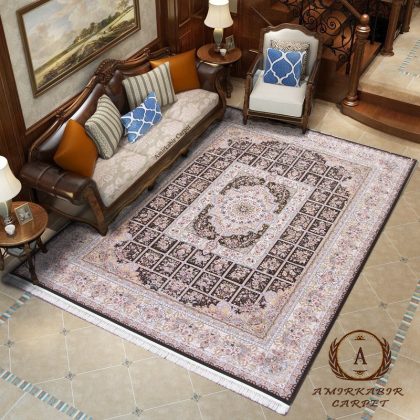 فرش ۱۲۰۰ شانه طرح یزدان شکلاتی