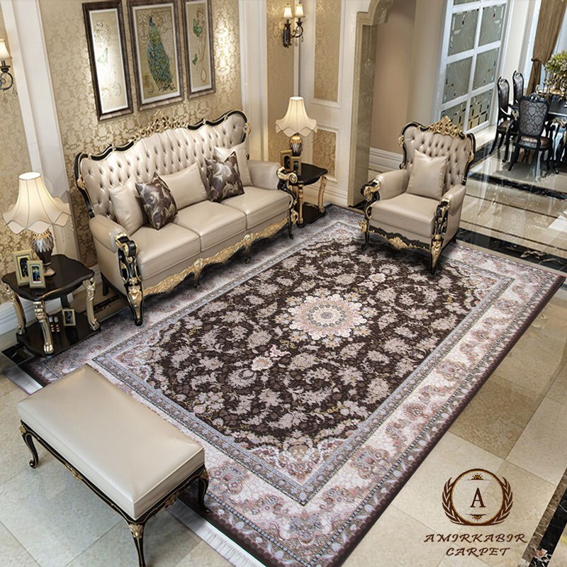 فرش 1200 شانه دایان شکلاتی کاشان