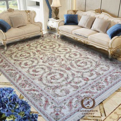 فرش گل گندم برجسته کرم 1200 شانه