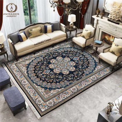 فرش ۷۰۰ شانه طرح میخک سرمه ای