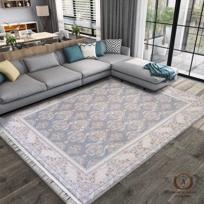 فرش ۱۲۰۰ شانه طرح واگره نقره ای گل برجسته