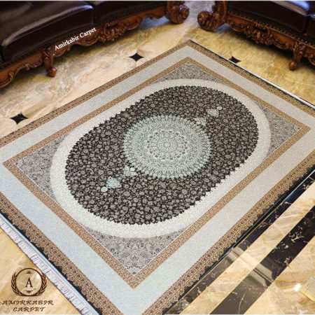 18224فرش ۱۲۰۰ شانه طرح ملیسا ذغالی گل برجسته