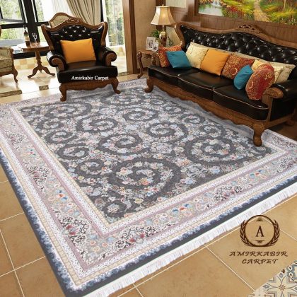 فرش ماشینی افشان دودی برجسته کد 115 /1200 شانه 3600 تراکم
