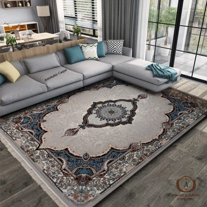 فرش ۷۰۰ شانه طرح تاج محل کرم