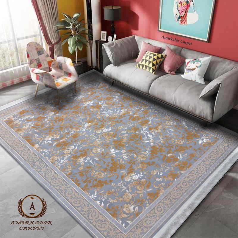 فرش وینتیج طرح دلسا نقره ای