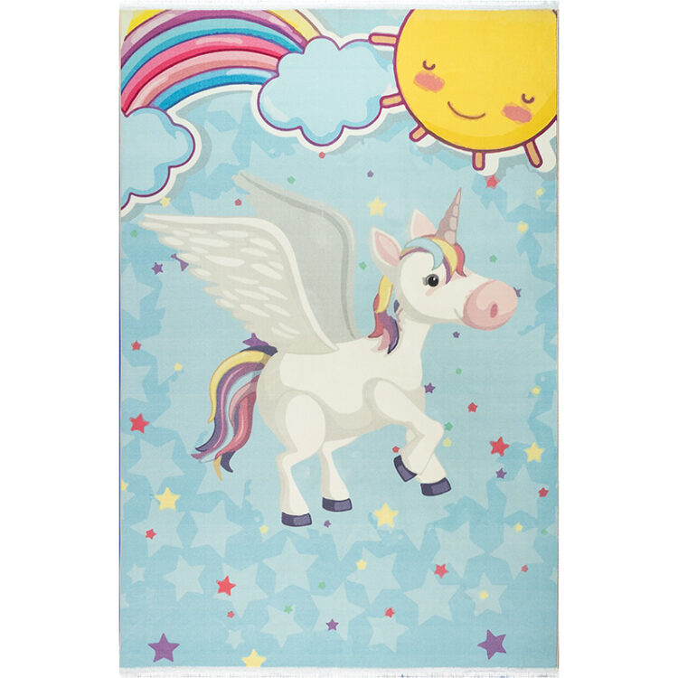 فرش کودک طرح اسب تک شاخ