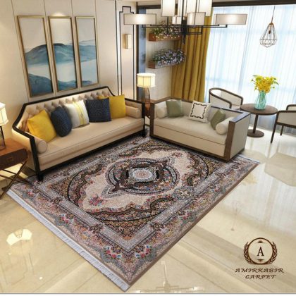 فرش 1200 شانه طرح کرشمه بژ