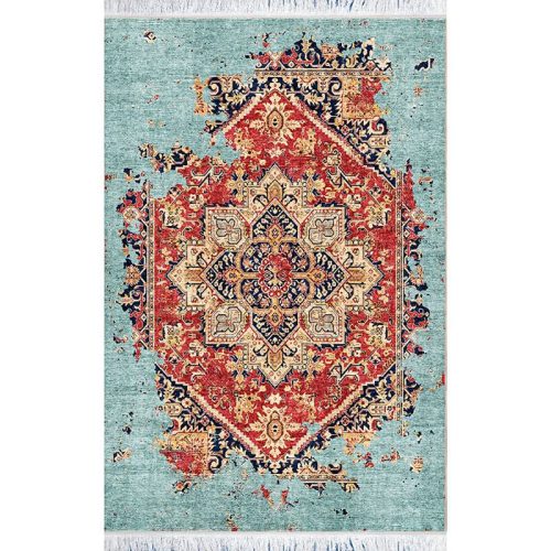 فرش وینتیج طرح هریس آبی