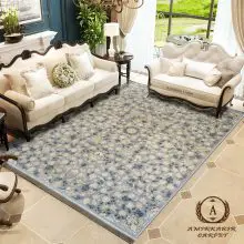 فرش ماشینی طلاکوب طرح افشان بی حاشیه طوسی