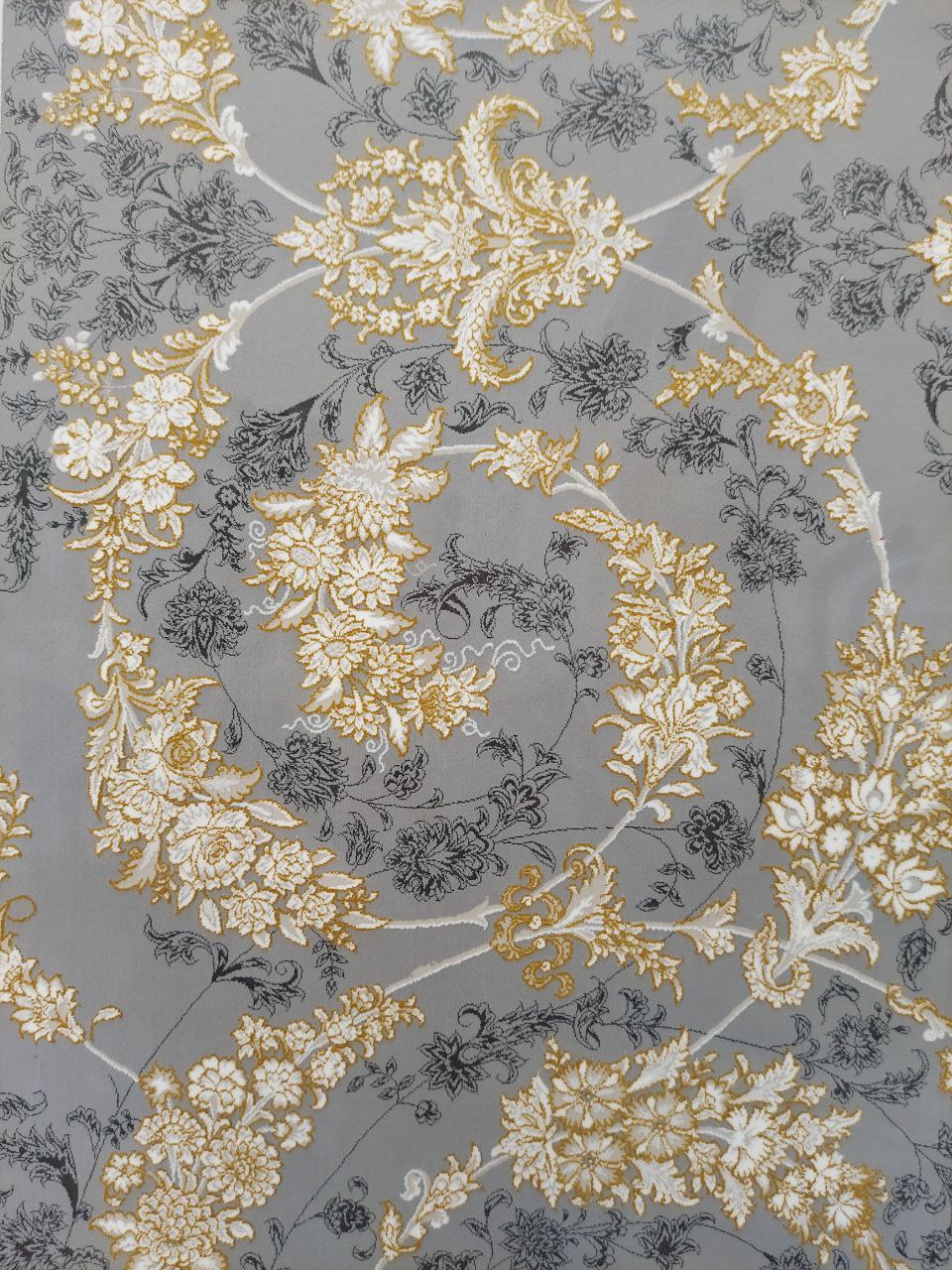 فرش طلاکوب طرح گل گندم طوسی