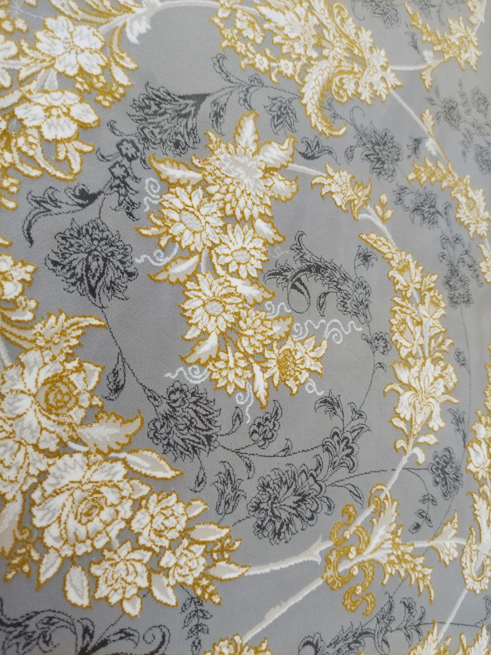 فرش طلاکوب طرح گل گندم طوسی