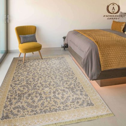 فرش طلاکوب افشان نقره ای 1200 شانه شاهکار آریایی