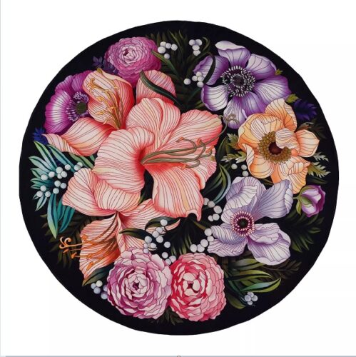 فرش گرد طرح 300216 تمام رنگ 700 شانه