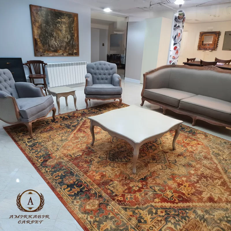 فرش کهنه نما طرح 100624 زرشکی 700 شانه