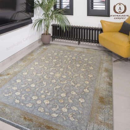 فرش وینتیج 12480 طلاکوب طوسی 1200 شانه (صدف)