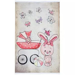 فرش کودک طرح خرگوش صورتی کد 100272