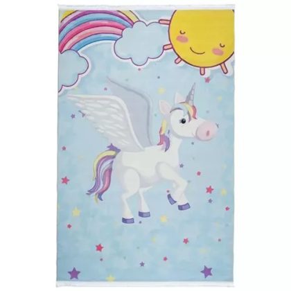 فرش کودک طرح اسب تک شاخ بالدار کد 100287