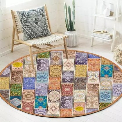 فرش گرد چهل تکه طرح 100525