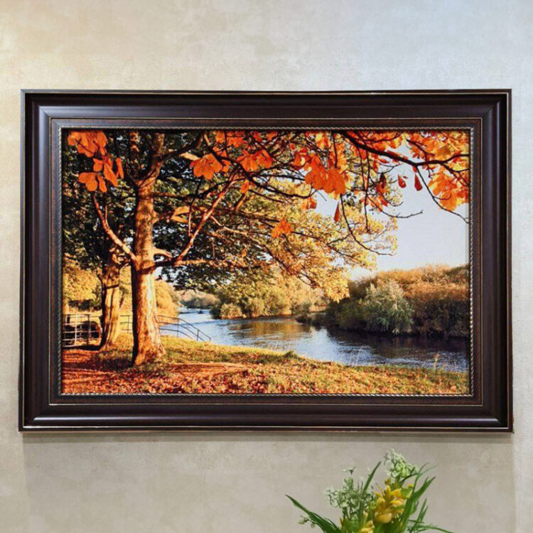 تابلو فرش طرح پاییز و دریاچه کد 1434