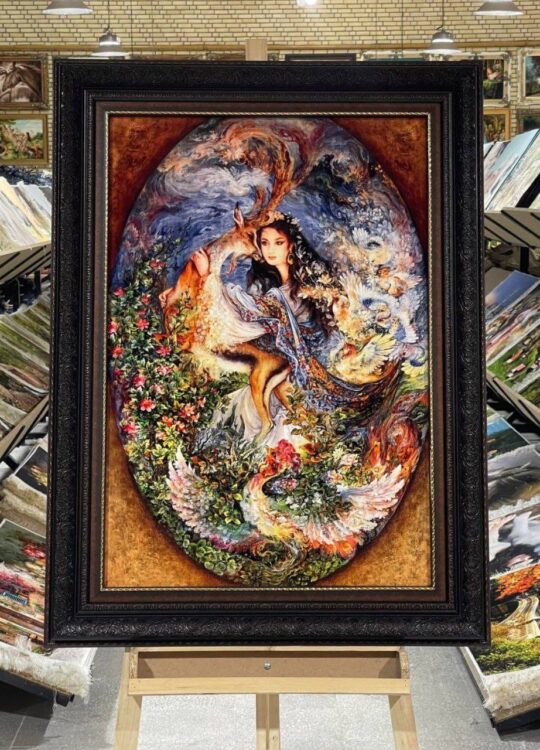 تابلو فرش طرح ضامن آهو کد 1445