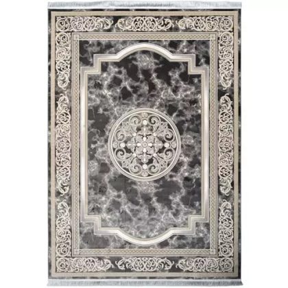 فرش طرح ماردین زغالی 1500 شانه گل برجسته