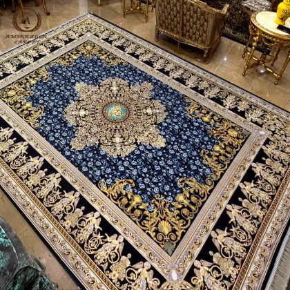 ورساچه مشکی طلایی با لچک و زمینه گل