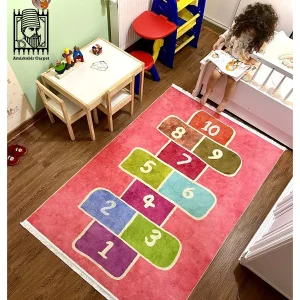 فرش کودک طرح لی لی بازی کد 100206 صورتی
