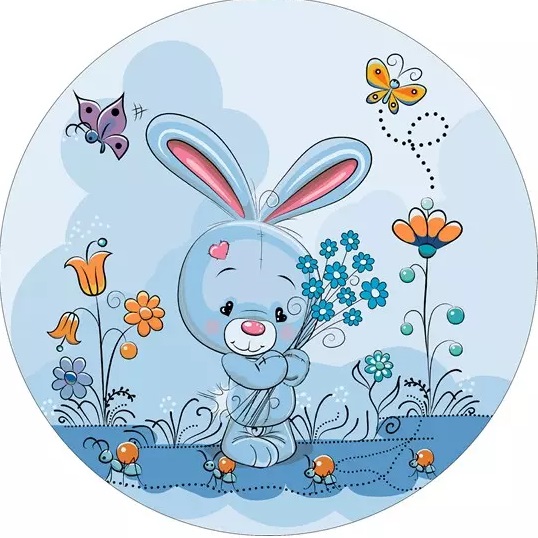 فرش گرد کودک طرح خرگوش آبی کد 101200 تمام رنگ 700 شانه