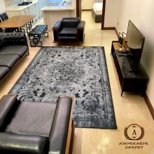 فرش طرح فرانسوی مدرن نقره ای