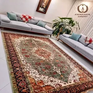 فرش سنتی کد 100354 سبز 1000 شانه