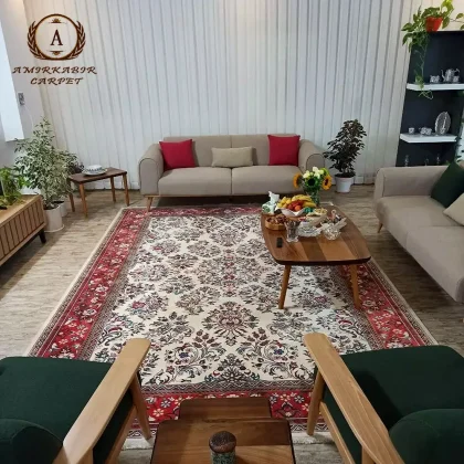 فرش سنتی کد 100355 کرم 1000 شانه