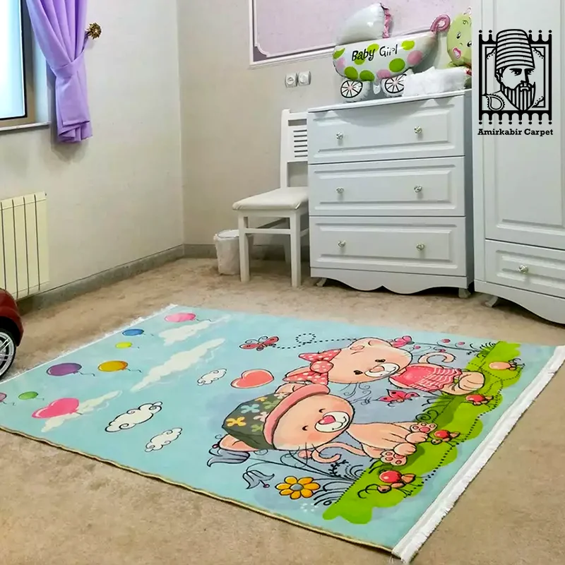 فرش کودک طرح خرس های مهربون کد 101202