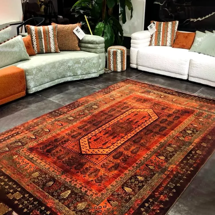 فرش هلنا 25NH0040 حنایی معادل 77 رج دستبافت