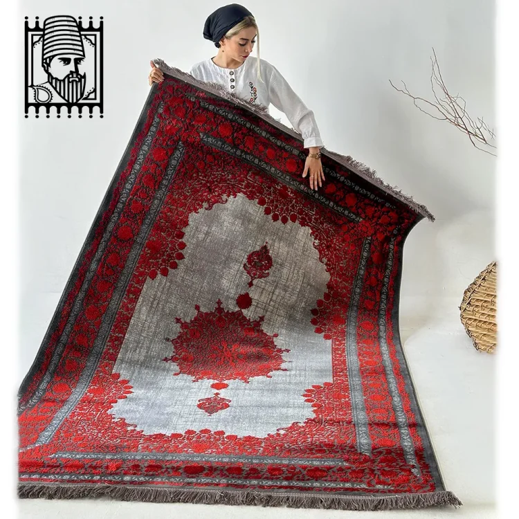 فرش مدرن آروین کد 73005 طوسی قرمز