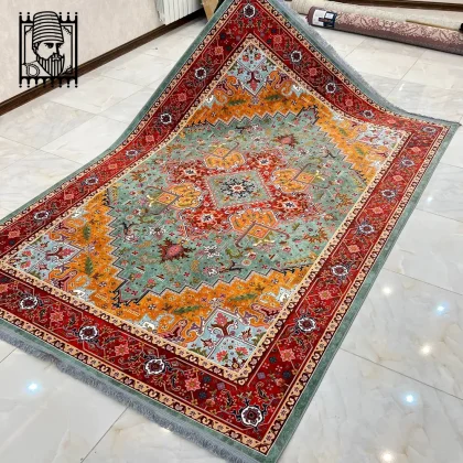 فرش طرح دستباف هریس سبز 1240 شانه